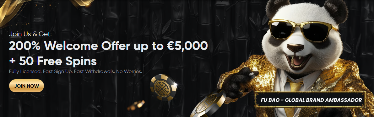 Bannière d'information Golden Panda Casino - offre promotionnelle